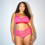 Stretch Lace Short- Fuchsia Pink