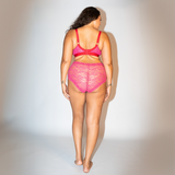 Stretch Lace Short- Fuchsia Pink