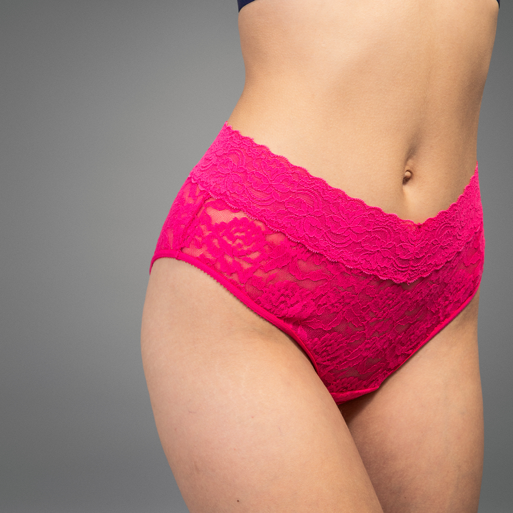 Stretch Lace Brief - Fuchsia Pink